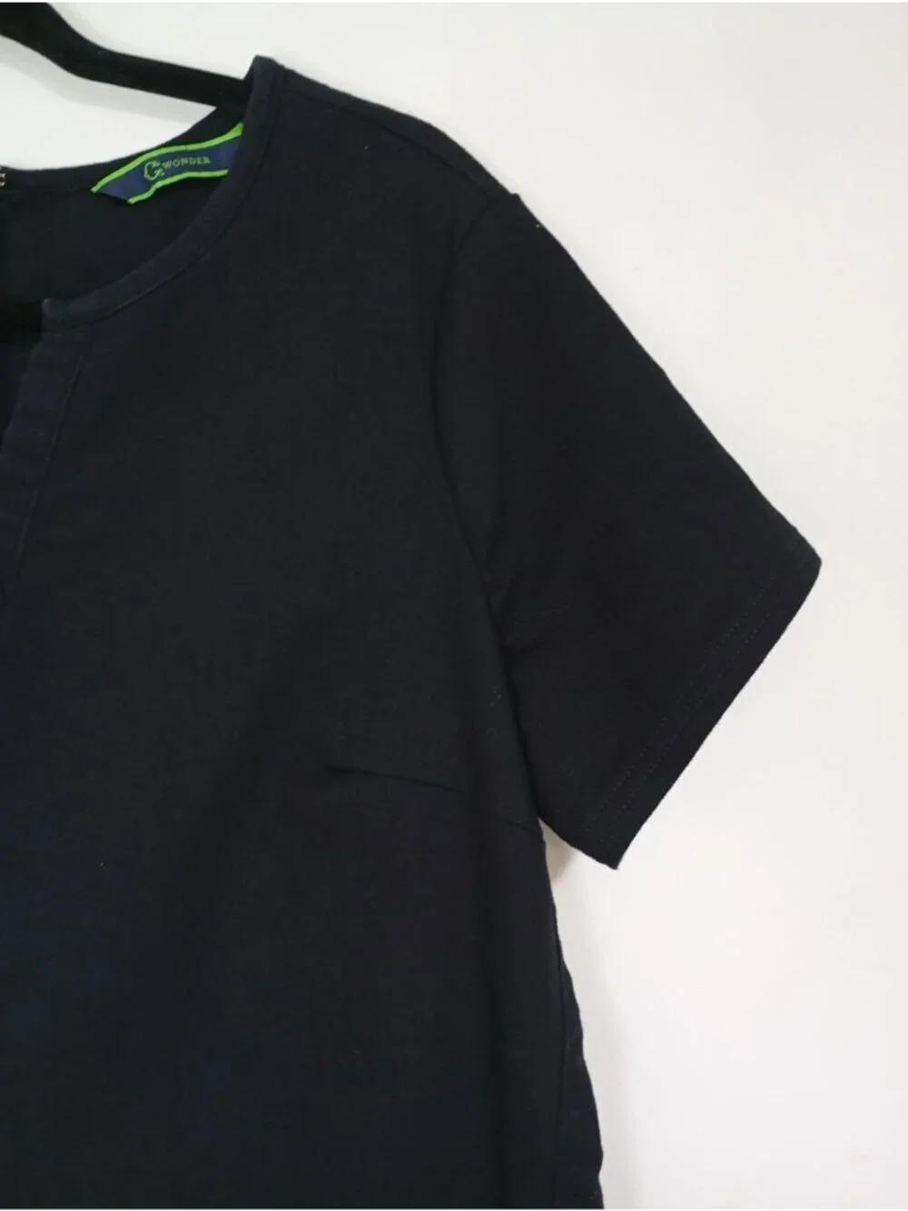 C Wonder Black Short-Sleeve Shift Dress US 8 UK 12 Cotton Blend Minimalist Style